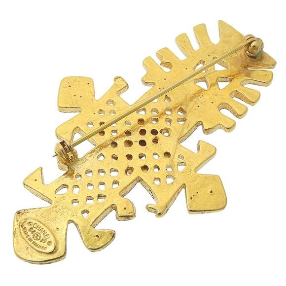 CHANEL Gold Logo Brooch - Picture 2 of 5